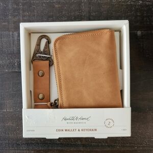 Hearth & Hand Brown Leather Wallet & Keychain Set